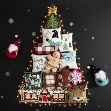 Phantoscope Gingerbread Man Merry Christmas Throw Pillow, Plush Teddy Xmas Gingerbread Shaped Pillows Christmas Decorative Pillow