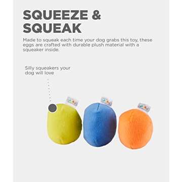 Outward Hound Squeakin' Eggs Plush Replacement Dog Toys - 3 Pack