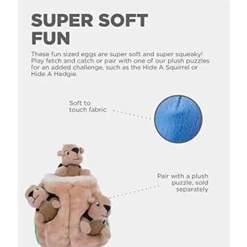 Outward Hound Squeakin' Eggs Plush Replacement Dog Toys - 3 Pack
