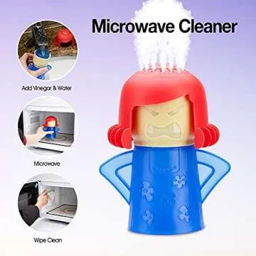 Angry Mama Microwave Cleaner Easily Crud in Minutes .Steam Cleans and Disinfects with Vinegar and Water for Kitchen Christmas Gifts (1pcs-Blue)