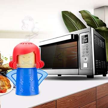 Angry Mama Microwave Cleaner Easily Crud in Minutes .Steam Cleans and Disinfects with Vinegar and Water for Kitchen Christmas Gifts (1pcs-Blue)