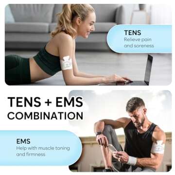 Easy@Home Rechargeable Compact Wireless TENS Unit - 510K Cleared, FSA Eligible Electric EMS Muscle Stimulator Pain Relief Therapy, Portable Pain Management Device EHE015