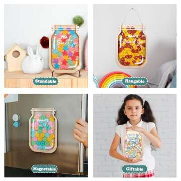 9" DIY Name 35 Tokens Star Magnetic Reward Jar with Bookmark Gifts for Classroom Teacher Kids Potty Training Chore Chart Toddler Boy Girl Good Behavior Management Tools Back to School RWJ-03-STAR-M