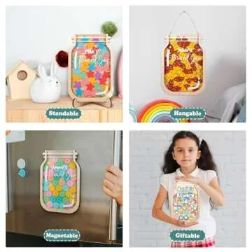 9" DIY Name 35 Tokens Star Magnetic Reward Jar with Bookmark Gifts for Classroom Teacher Kids Potty Training Chore Chart Toddler Boy Girl Good Behavior Management Tools Back to School RWJ-03-STAR-M