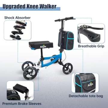 Aojin Knee Scooter, Steerable Knee Walker Economical Knee Scooters for Foot Injuries Best Crutches A...