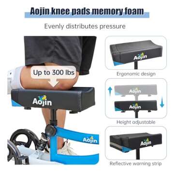 Aojin Knee Scooter, Steerable Knee Walker Economical Knee Scooters for Foot Injuries Best Crutches Alternative Blue
