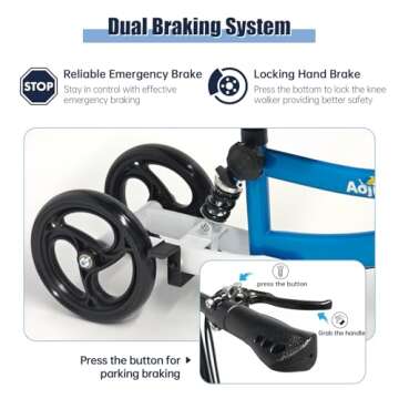 Aojin Knee Scooter, Steerable Knee Walker Economical Knee Scooters for Foot Injuries Best Crutches Alternative Blue