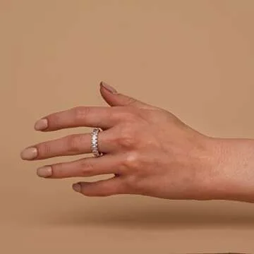 PAVOI 14K Yellow Gold Plated Oval Cubic Zirconia Stone Love Ring - 5mm Thick Stackable Bands for Women - Statement Jewelry Gold Eternity Rings for Women, Size 10