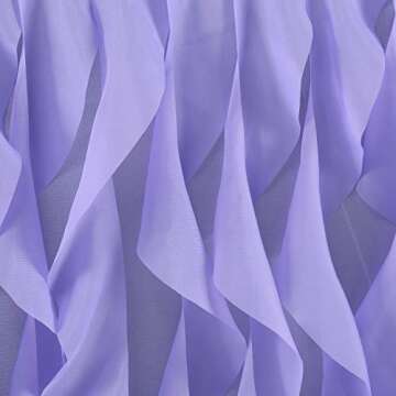 Leegleri Lavender Purple Curly Willow Tulle Tutu Table Skirt for Rectangle or Round Table,Ruffle Table Skirts for Mermaid Party Baby Shower Decoration(L 6(ft)*H 30in table skirt)