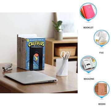 Sturdy Metal Book Ends for Home Office and Decor