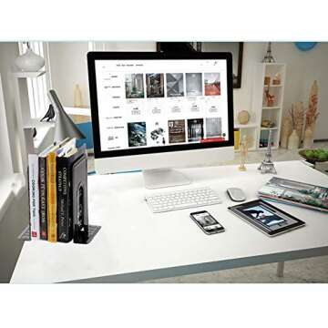 Sturdy Metal Book Ends for Home Office and Decor
