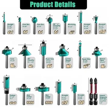 CSOOM 20PCS Router Bits Set - Premium Woodworking Tools