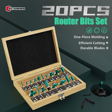 CSOOM 20PCS Router Bits Set - Premium Woodworking Tools