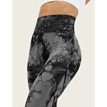 Tryon Tie Dye Seamless Leggings for Women High Waist Workout Gym Yoga Pants Scrunch Butt Lift Tights Gray L