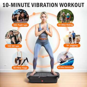 Vibration Plate Exercise Machine, Whole Body Workout Vibration Plate for Lymphatic Drainage, 240 Adjustable Speeds Power Vibrating Plate Home Fitness Platform for Shaping, Max Weight 330lbs