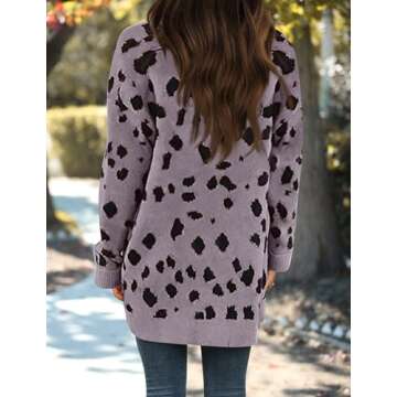 ZESICA Women's Stylish Leopard Print Open Front Cardigan