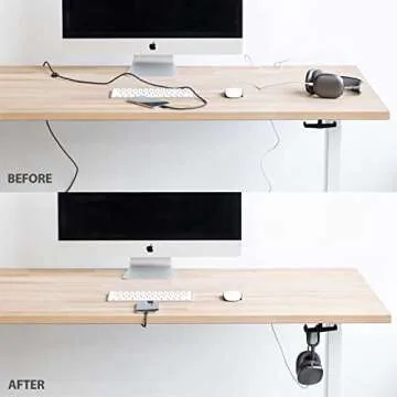 The Quickdraw - Under Desk Cord Management Mount, Hidden and Adjustable, Cable Organizer, 2 Cord Clips Included | Elevation Lab