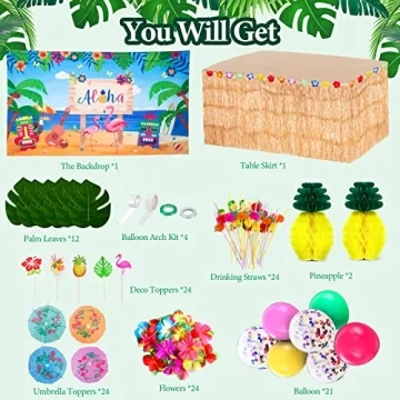 KAKAEE Hawaiian Luau Party Decorations 137-Piece Set
