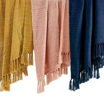 Chic Peach Pink Chunky Knit Throw Blanket for Cozy Spaces