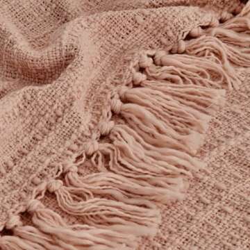 Chic Peach Pink Chunky Knit Throw Blanket for Cozy Spaces