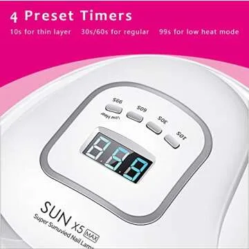 KFE Hardware UV Gel Nail Lamp,150W UV Nail Dryer LED Light for Gel Polish-4 Timers Professional Nail Art Accessories, Curing Gel Toe Nails, White (White)