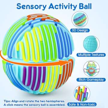 Sensory Fidget Toys for Kids and Adults - Calming Activity Ball with 20 Strings