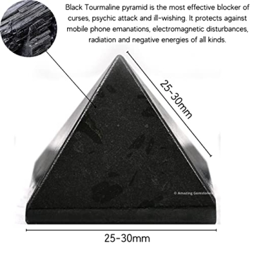 Amazing Gemstone Black Tourmaline Pyramid Crystal Healing Stones - 1" Great Pyramid Figurine of Natu...