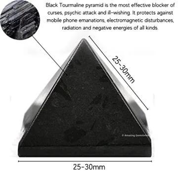 Amazing Gemstone Black Tourmaline Pyramid Crystal Healing Stones - 1" Great Pyramid Figurine of Natu...