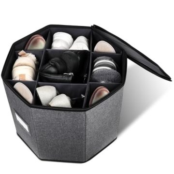 Risapor Shoe Storage Box,Shoe Bags for Travel,Fits 8 Pairs,Foldable Shoe Organizer for Closet,Portab...