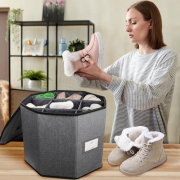 Risapor Shoe Storage Box,Shoe Bags for Travel,Fits 8 Pairs,Foldable Shoe Organizer for Closet,Portable Luggage Travel Shoe Organizer