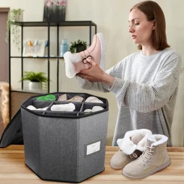 Risapor Shoe Storage Box,Shoe Bags for Travel,Fits 8 Pairs,Foldable Shoe Organizer for Closet,Portable Luggage Travel Shoe Organizer