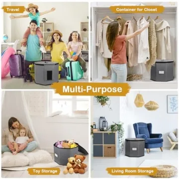 Risapor Shoe Storage Box,Shoe Bags for Travel,Fits 8 Pairs,Foldable Shoe Organizer for Closet,Portable Luggage Travel Shoe Organizer