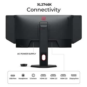 BenQ ZOWIE XL2746K 27-inch 240hz Gaming Monitor | 1080P 1ms | DyAc+ | Color Vibrance | Black eQualizer | Enhanced Height, Tilt and Base Adjustment | XL Setting to Share | S-Switch | Shield