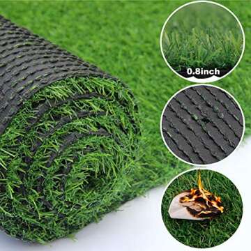 Artificial Grass Turf Rug Fake Grass Synthetic Grass 0.8in Pile Height Indoor Outdoor Pet Dog Artifi...