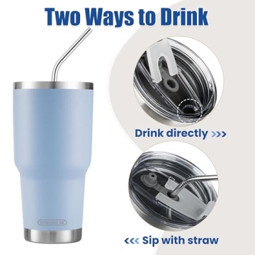 D·S 30oz Insulated Blue Tumbler with Straw and Lid