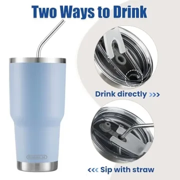 D·S 30oz Insulated Blue Tumbler with Straw and Lid