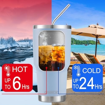 D·S 30oz Insulated Blue Tumbler with Straw and Lid