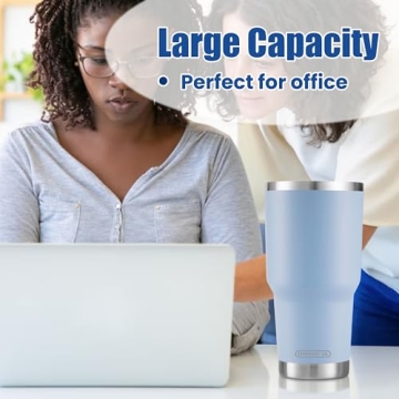 D·S 30oz Insulated Blue Tumbler with Straw and Lid
