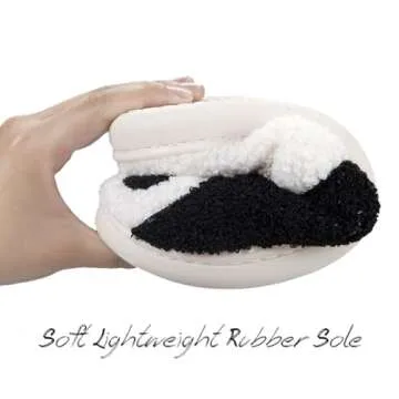 AIMINUO Women's Men's Retro Taijitu Slippers Comfy Warm Plush Slip-On House Slipper for Winter Indoor Soft Cushion Non-slip Fluffy Slides Slippers Black 6.5-7.5 Women/6-7 Men