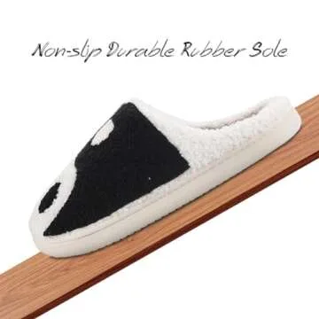 AIMINUO Women's Men's Retro Taijitu Slippers Comfy Warm Plush Slip-On House Slipper for Winter Indoor Soft Cushion Non-slip Fluffy Slides Slippers Black 6.5-7.5 Women/6-7 Men