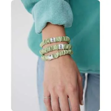 divi Silk Scrunchies - No Damage, No Crease, Thin Satin Scrunchies for Hair - Comfortable and Stays in Place - 3 Pack, Green