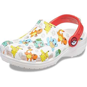 Crocs Classic Pikachu Clogs, Pokemon Shoes for Kids K WHI/MLTI, White/Multi, Numeric_11 US Unisex Little