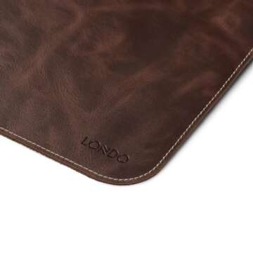 Londo Top Grain Leather Extended Mouse Pad – Large Desk Mat for Office & Gaming, Smooth Writing Surface, Non-Slip Base, Durable & Stylish Workspace Accessory
