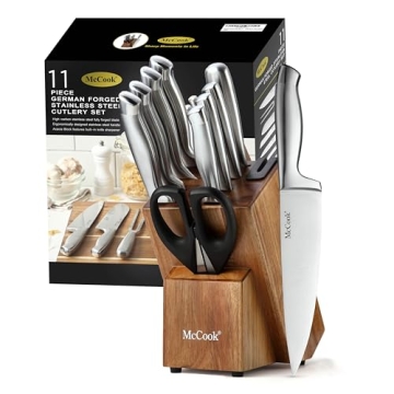 McCook® Knives with Sharpener & Acacia Block Set