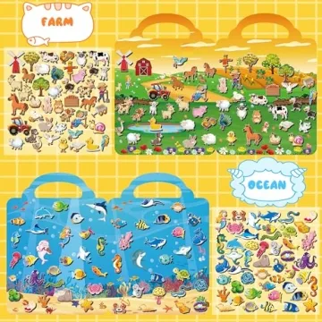 Kalysky 6-Set Puffy Sticker Books for Kids 2-8