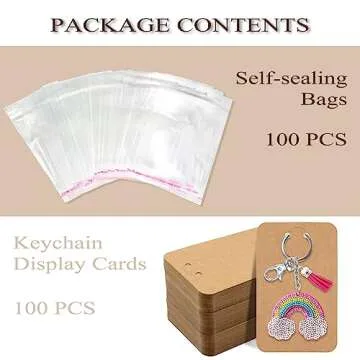 ZYNERY 100 PCS Keychain Display Cards, 3 x 4.7 Inch Keychain Holder with Self-Sealing Bags, Card Dis...