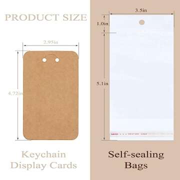 100 PCS ZYNERY Keychain Display Cards for Organizing