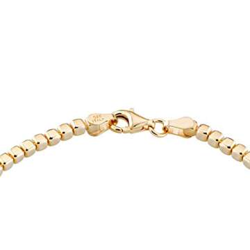 Miabella 18K Gold Over 925 Sterling Silver Organic Cube Bead Chain Bracelet for Women Men, Handmade in Italy (Length 7 Inches (Small))