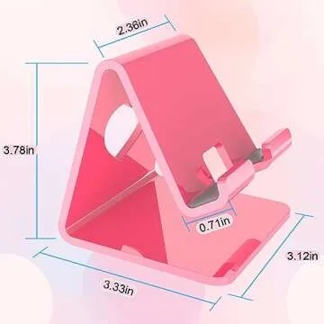 Crpich Acrylic Cell Phone Stand, Portable Phone Holder, Pink Phone Stand for Desk, Compatible with Phone15 14 13 12 Pro Max Mini 11 Plus SE, Switch, Android Smartphone, Pad, Tablet, Desk Accessories
