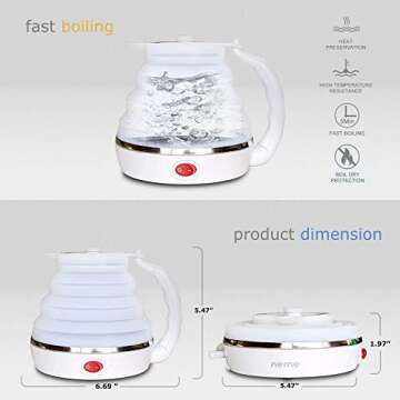 Portable NEME Travel Kettle - Collapsible Electric Boiler
